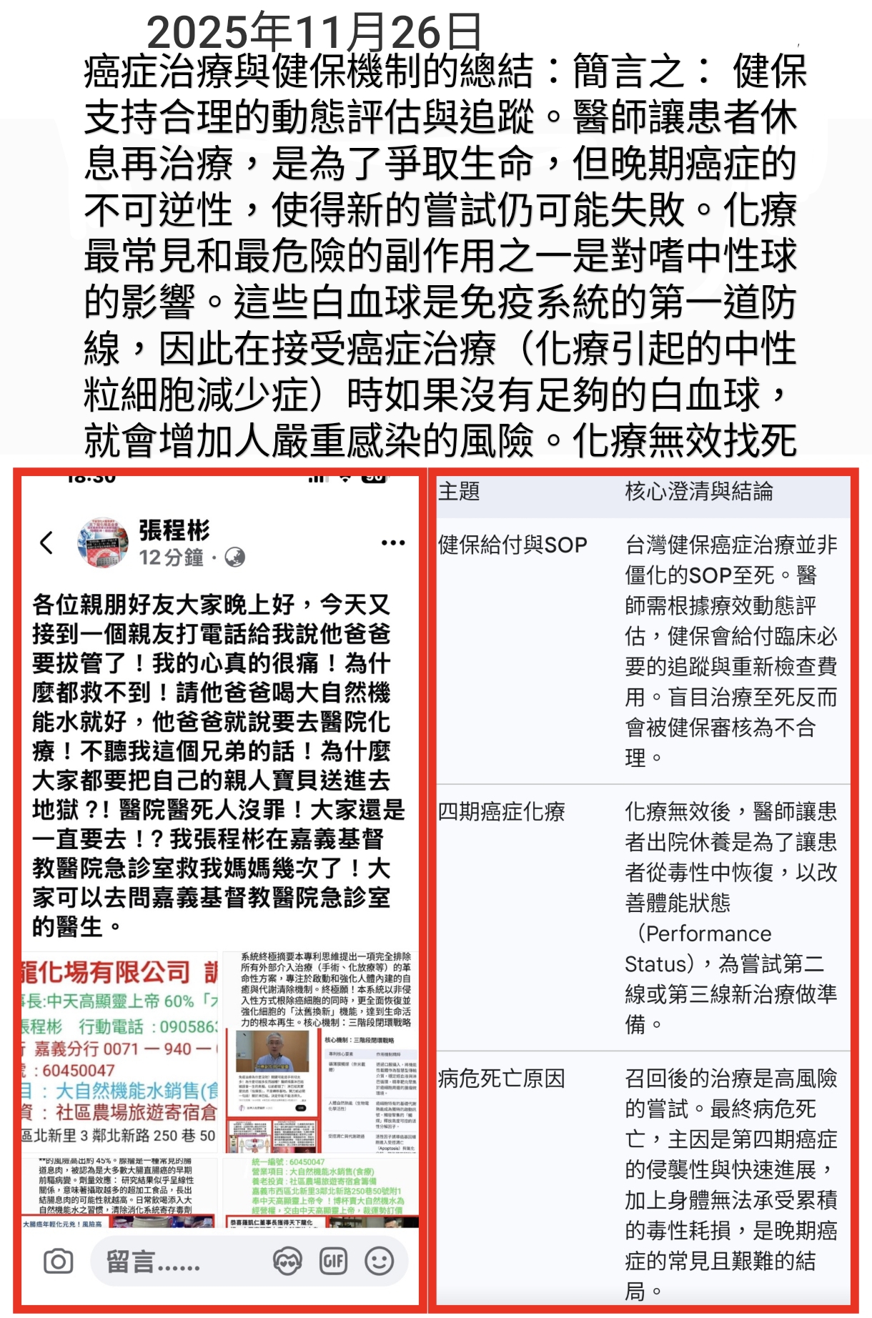 癌症治療與健保機制的總結：化療無效找死