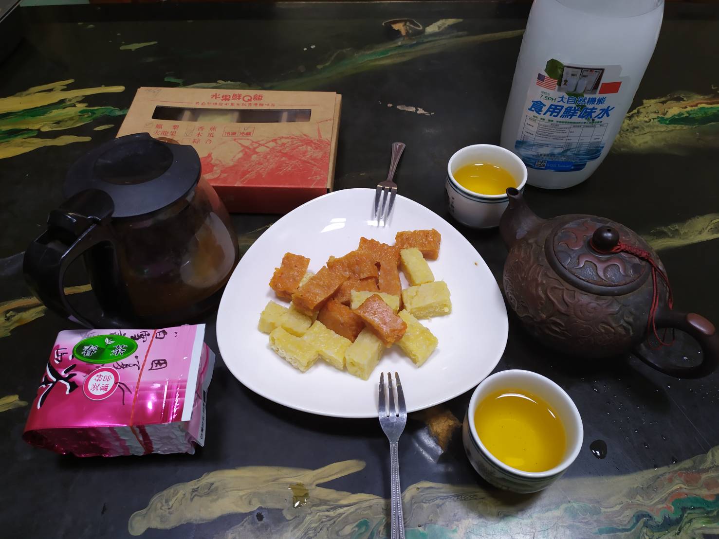 泡茶配木瓜鳳利鮮Q飯